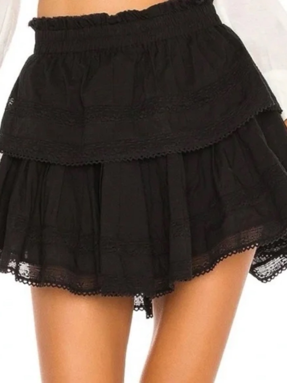 aerie black rock n ruffle mini skirt